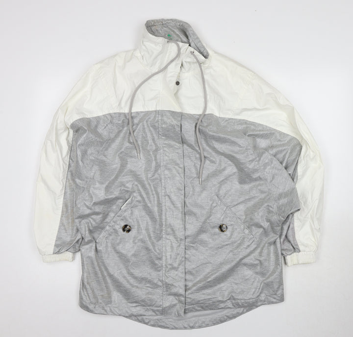 United Colors of Benetton Men's Grey White Windbreaker Jacket L