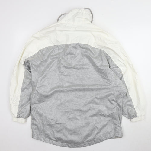 United Colors of Benetton Men's Grey White Windbreaker Jacket L
