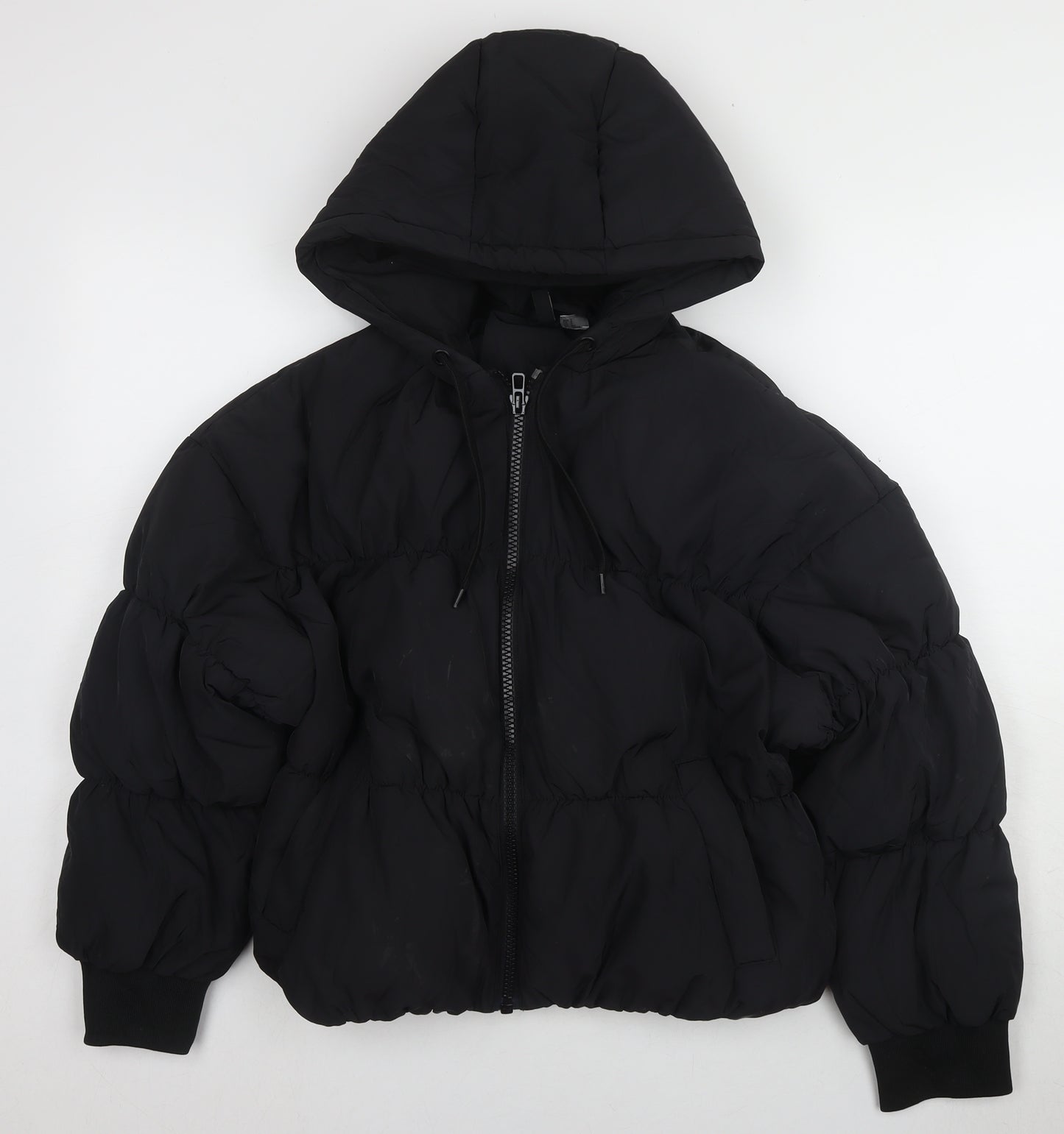 H&M Women's Black Hooded Puffer Jacket Size S