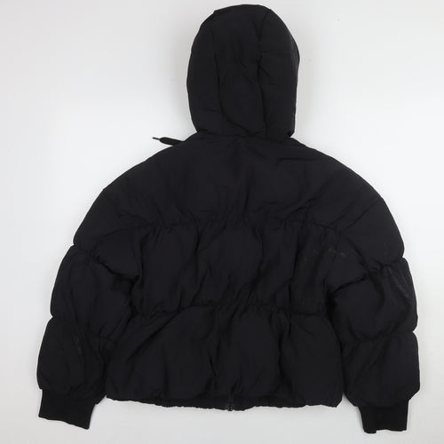 H&M Women's Black Hooded Puffer Jacket Size S