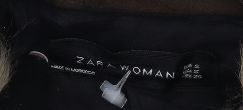 Zara Women’s Brown Parka Jacket with Fur Trim - Size S