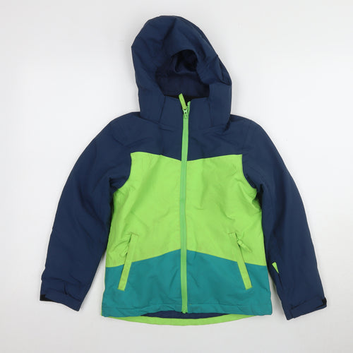 Crane Boys Puffer Jacket Blue Green 7-8 Years Hooded