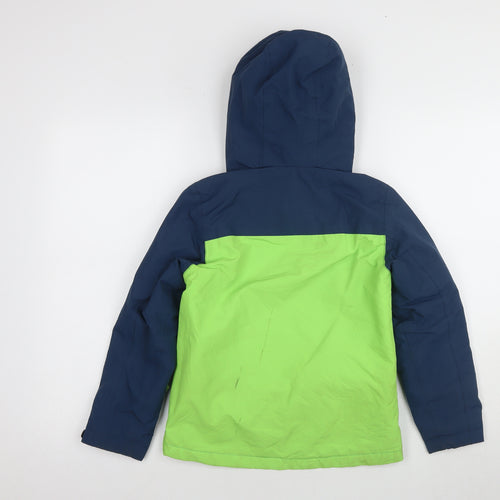 Crane Boys Puffer Jacket Blue Green 7-8 Years Hooded