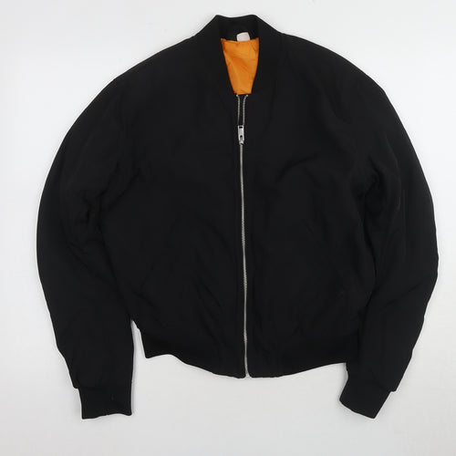 H&M Unisex Black Bomber Jacket Size 12 Polyester Zip