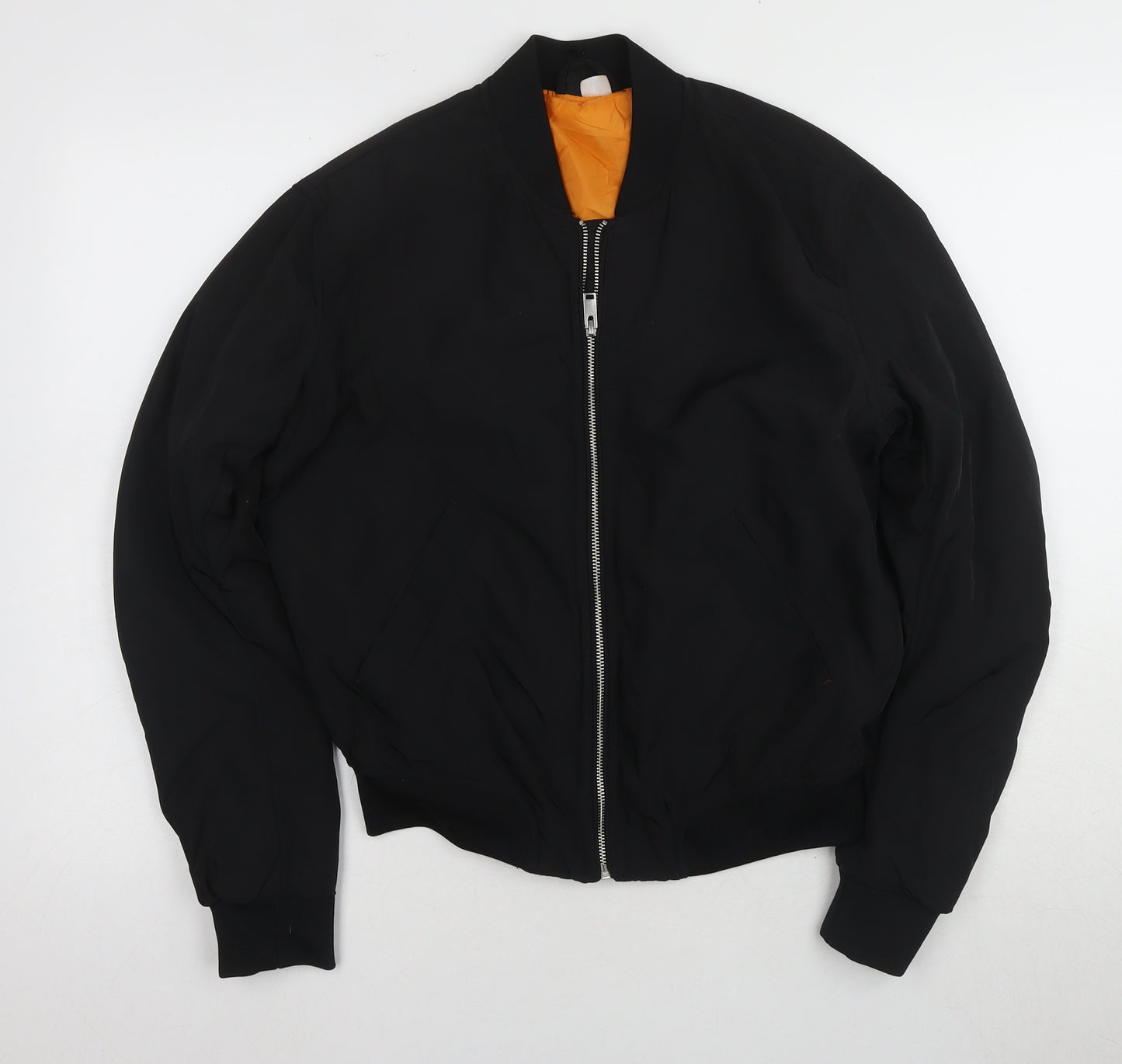 H&M Unisex Black Bomber Jacket Size 12 Polyester Zip