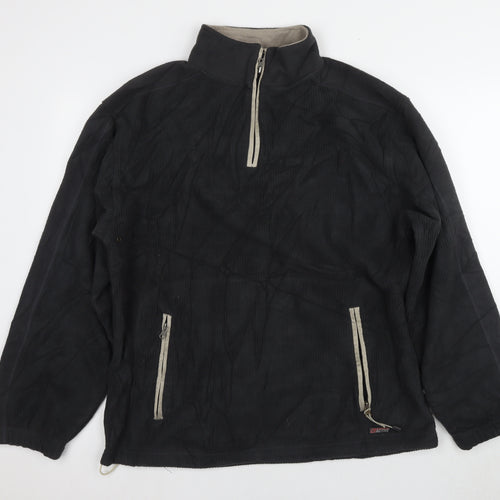 Active Men's Black L 1/2 Zip Fleece Sweatshirt