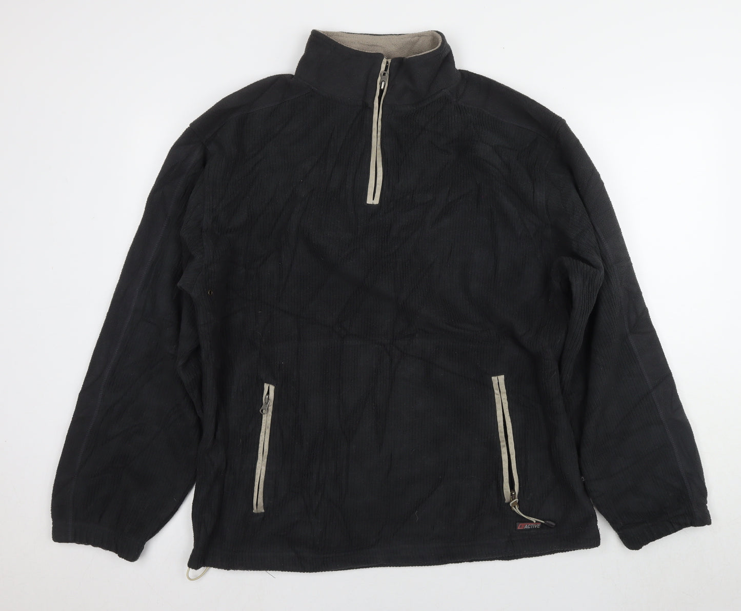 Active Men's Black L 1/2 Zip Fleece Sweatshirt