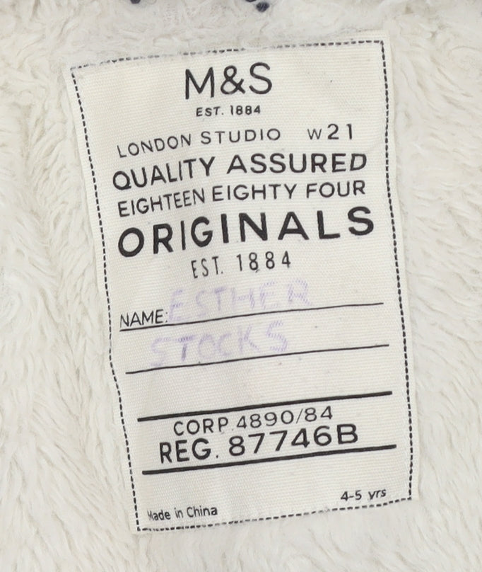 Marks and Spencer Boys Blue Hooded Parka Coat 4-5 Years