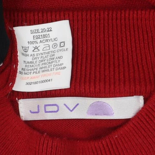 JDY Women's Red Mock Neck Pullover Jumper Size 20
