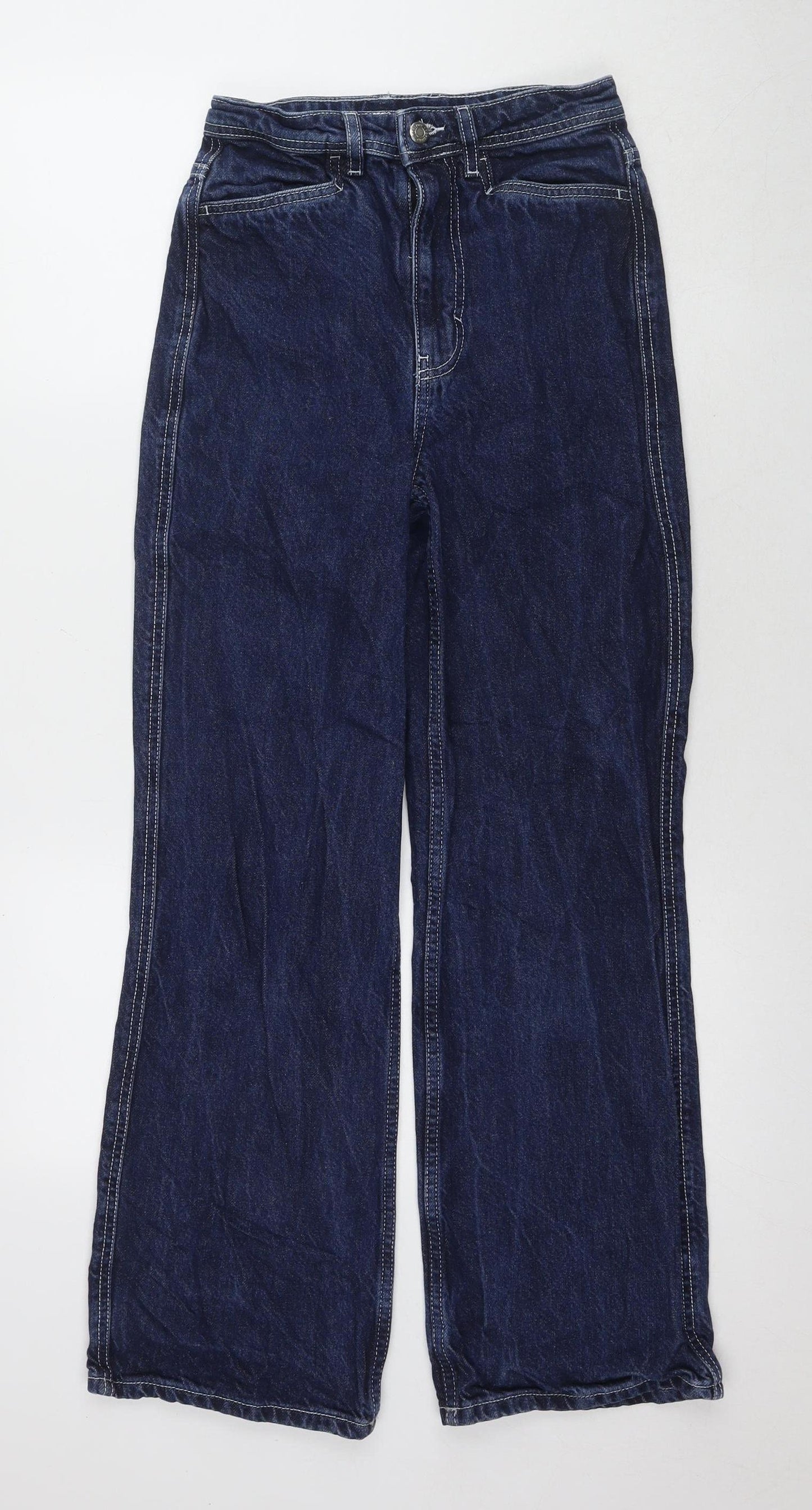 Topshop Women's Blue Straight Jeans, Size 10