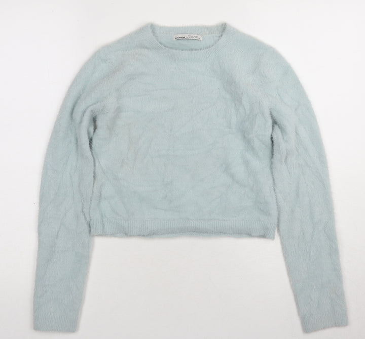 Pull & Bear Women's Blue Crew Neck Pullover Jumper S
