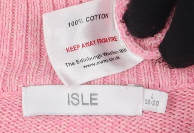 ISLE Women's Pink Cable-Knit Cardigan Size 18-20