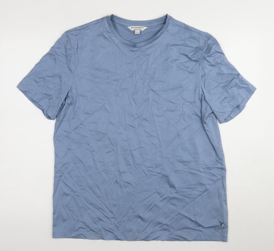 Autograph Men's Blue L Crew Neck Cotton T-Shirt