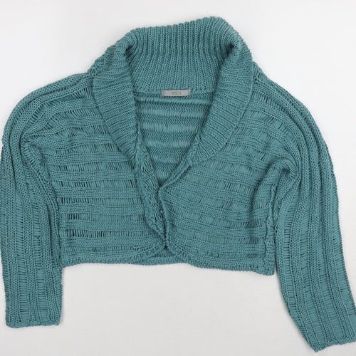 Marks and Spencer Women's Teal Open-Knit Cardigan, Size 14