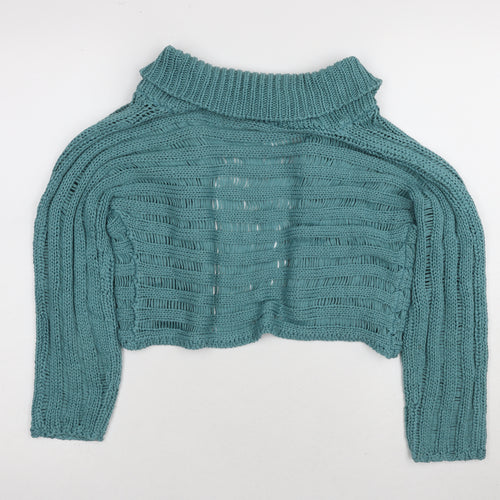 Marks and Spencer Women's Teal Open-Knit Cardigan, Size 14