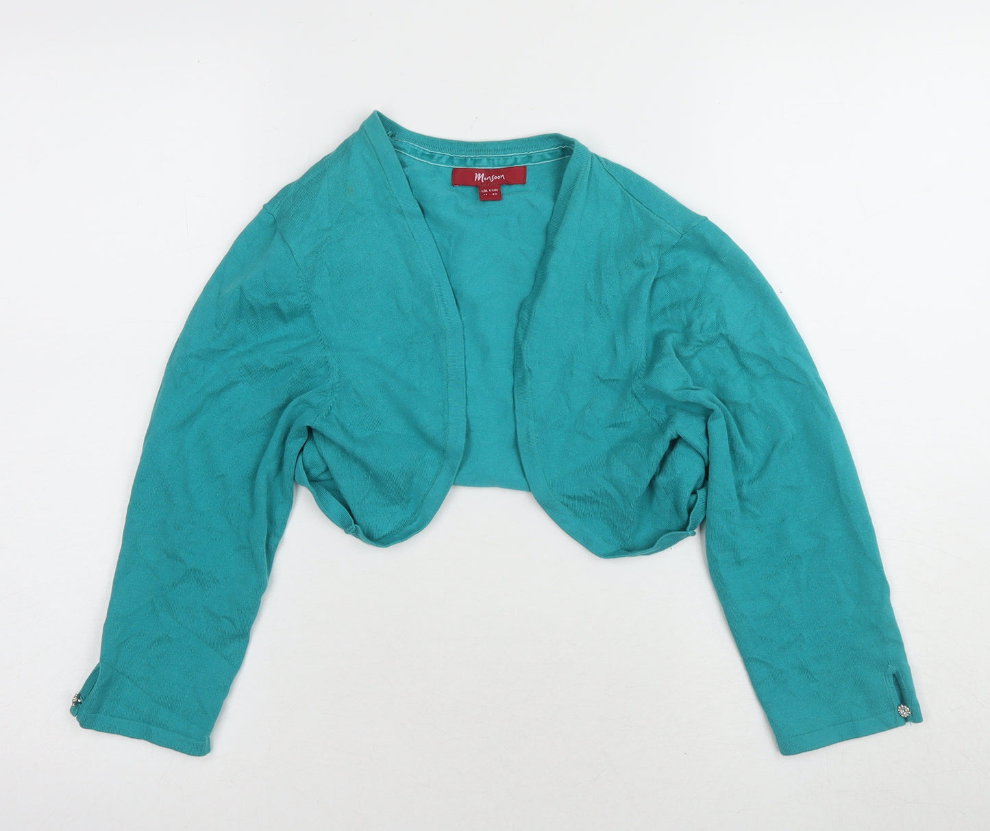 Monsoon Women's Blue Shrug Size 14 Knit Button