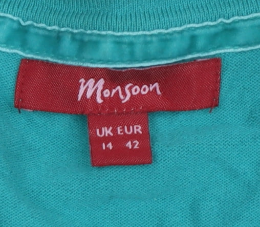 Monsoon Women's Blue Shrug Size 14 Knit Button