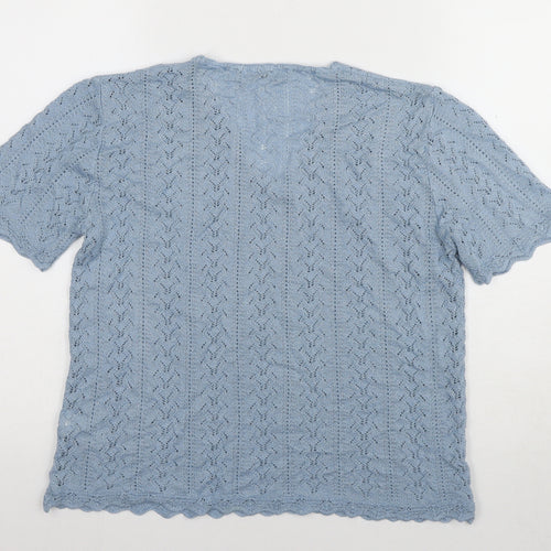 Bertieei Women's Blue V-Neck Crochet Top Size 14