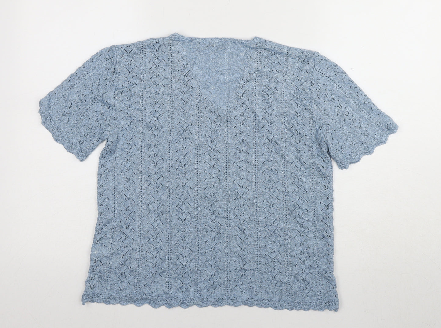 Bertieei Women's Blue V-Neck Crochet Top Size 14