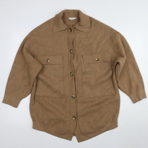 MNG Brown Wool Blend Oversized Cardigan - Size 4