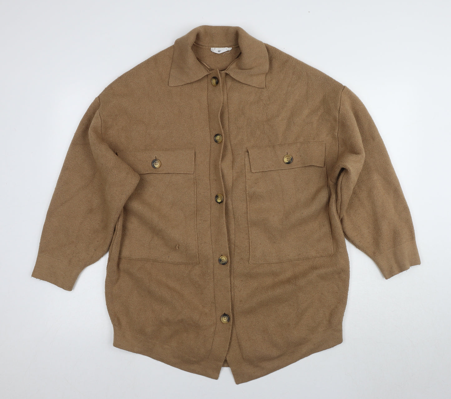 MNG Brown Wool Blend Oversized Cardigan - Size 4