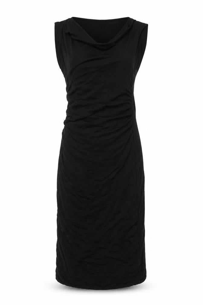Front view of Marks & Spencer Women's Black Dress, size 8, Stylish & Versatile