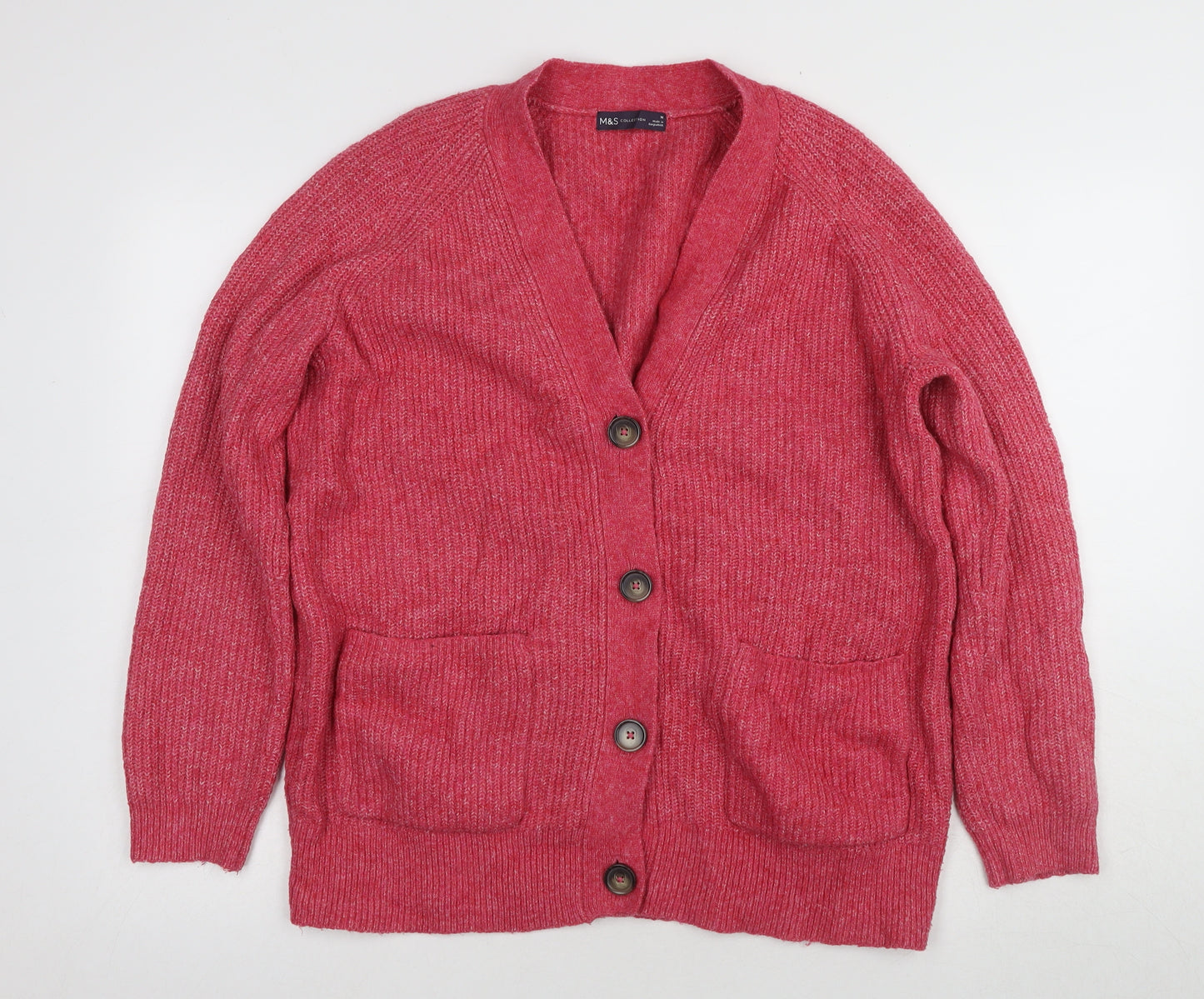 Marks and Spencer Women's Pink V-Neck Cardigan M