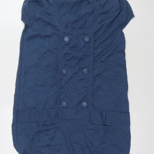 H&M Women's Blue Button-Up Short Sleeve Top Size 12