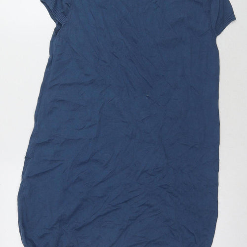 H&M Women's Blue Button-Up Short Sleeve Top Size 12
