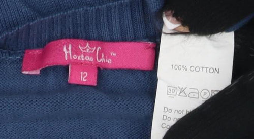 H&M Women's Blue Button-Up Short Sleeve Top Size 12