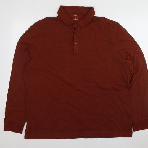 Marks and Spencer Men's Brown 2XL Polo Long Sleeve