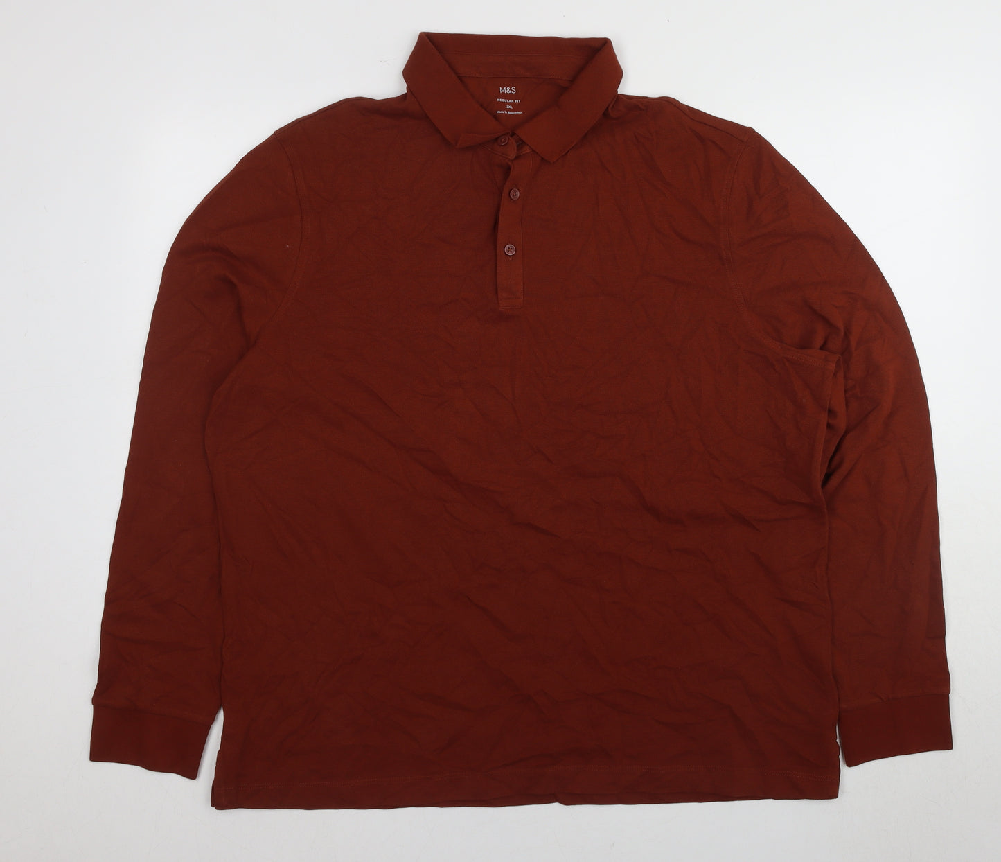 Marks and Spencer Men's Brown 2XL Polo Long Sleeve