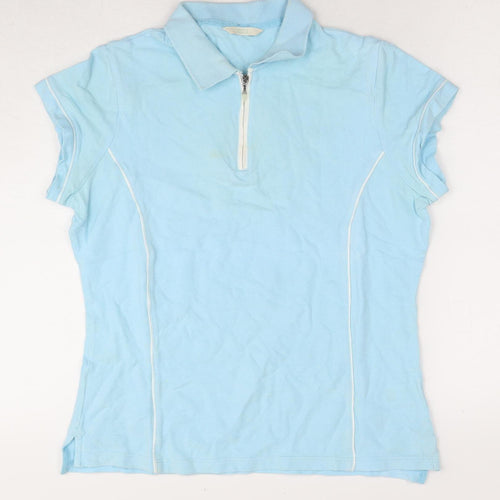 Marks and Spencer Women's Blue Polo Shirt - Size 12
