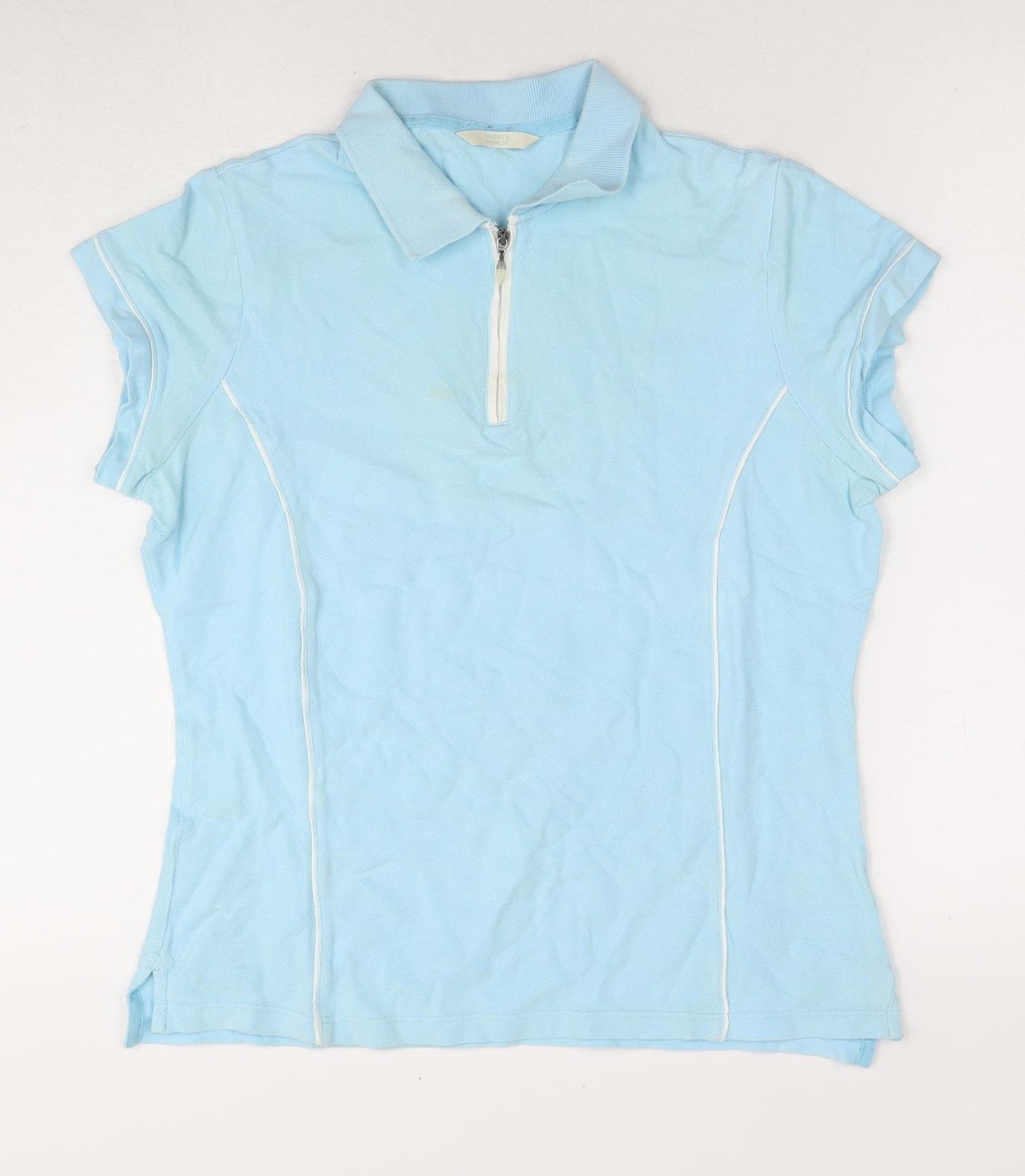 Marks and Spencer Women's Blue Polo Shirt - Size 12