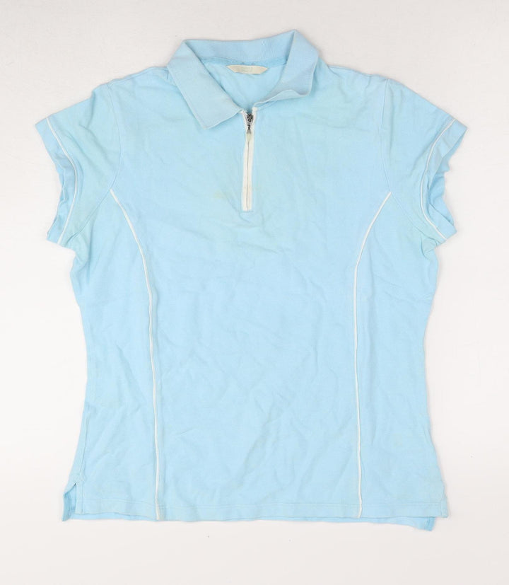 Marks and Spencer Women's Blue Polo Shirt - Size 12