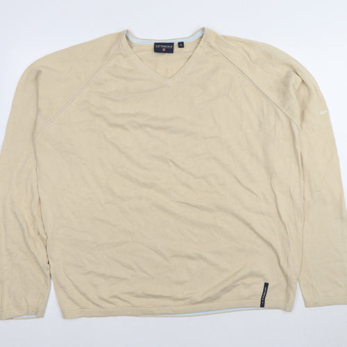 Cottonfield Men's Beige XL V-Neck Pullover Jumper