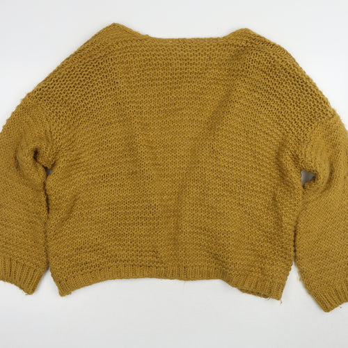JBA Women's Brown M Cardigan Long Sleeve Chunky Knit