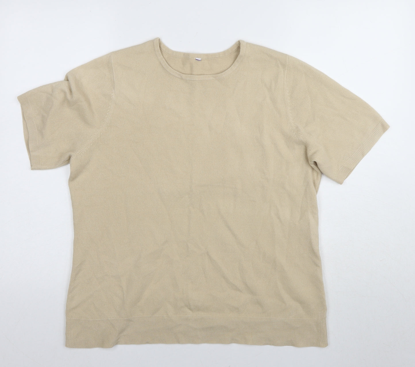 Marks and Spencer Women's Beige Crew Neck T-Shirt Size 18