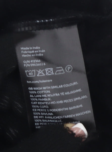 H&M Women's Black Cotton T-Shirt XS - Casual Basic Top