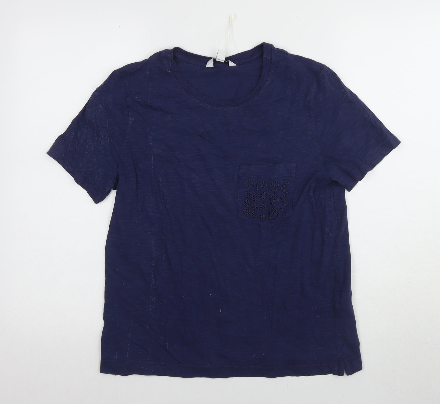 Marks and Spencer Women's Blue Embroidered T-Shirt Size 8