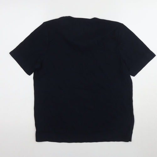 TIGI Women's Black XL Basic T-Shirt, Embr. Detail