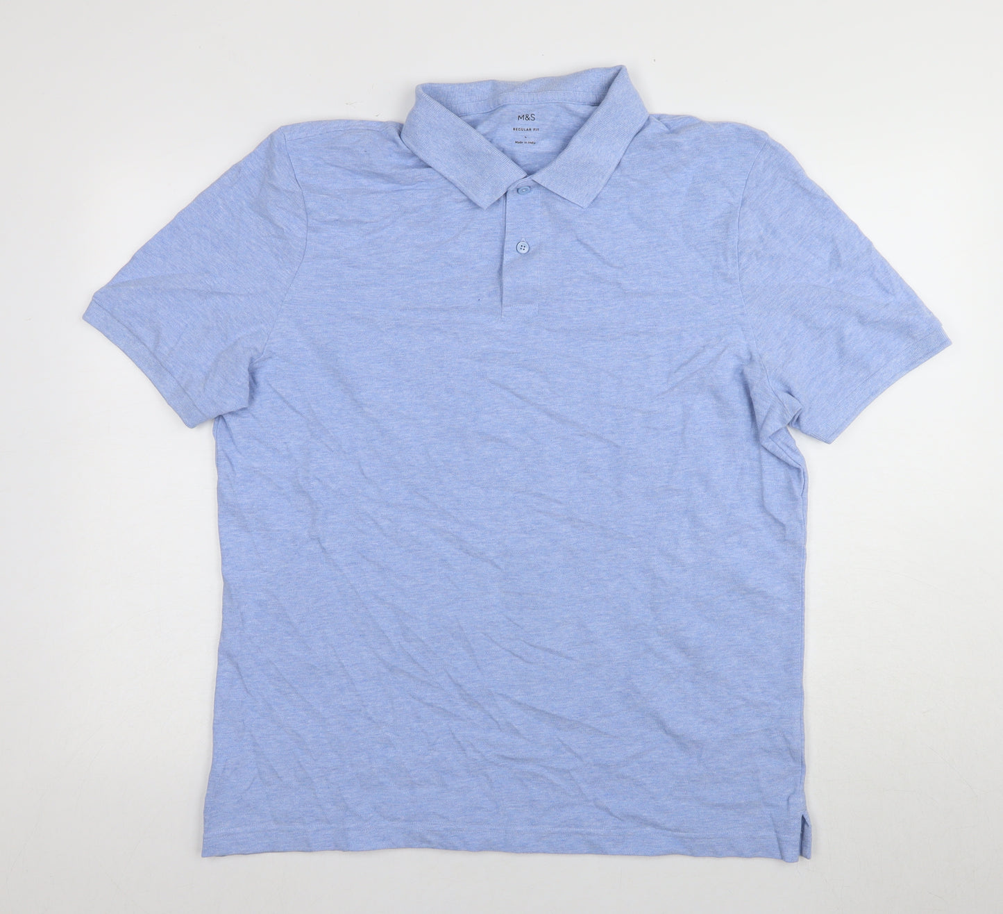 Marks and Spencer Men's Blue Polo Shirt L