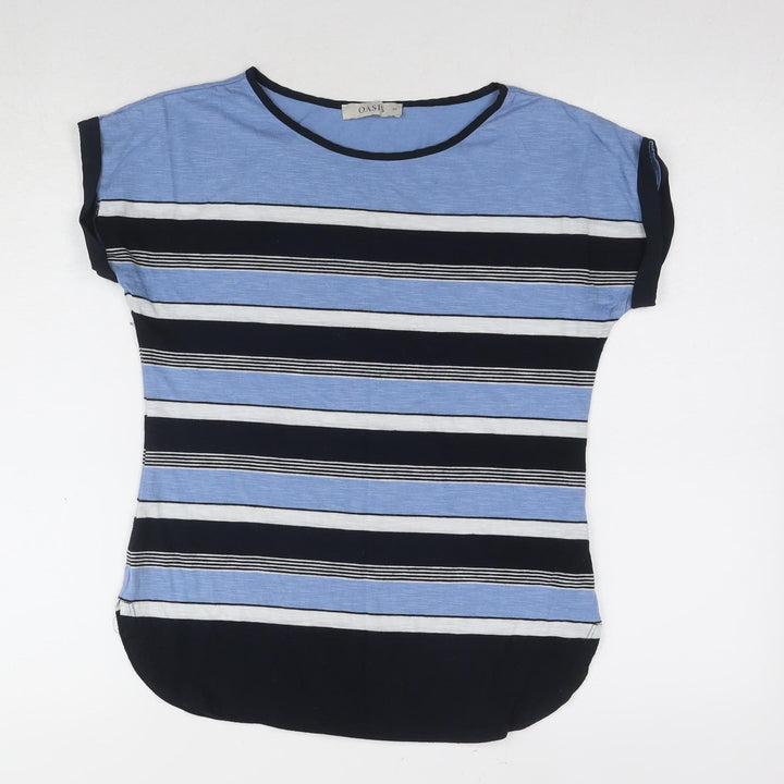 Oasis Women's Blue XS Striped Basic Tee