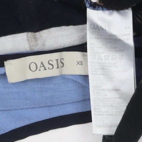 Oasis Women's Blue XS Striped Basic Tee