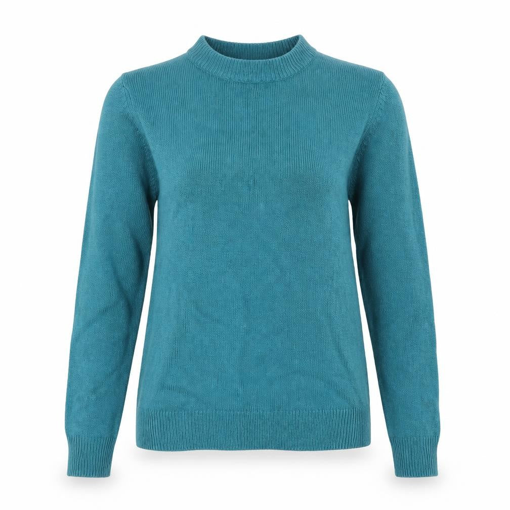 Front view of Damart Women's Blue Mock Neck jumper, size S