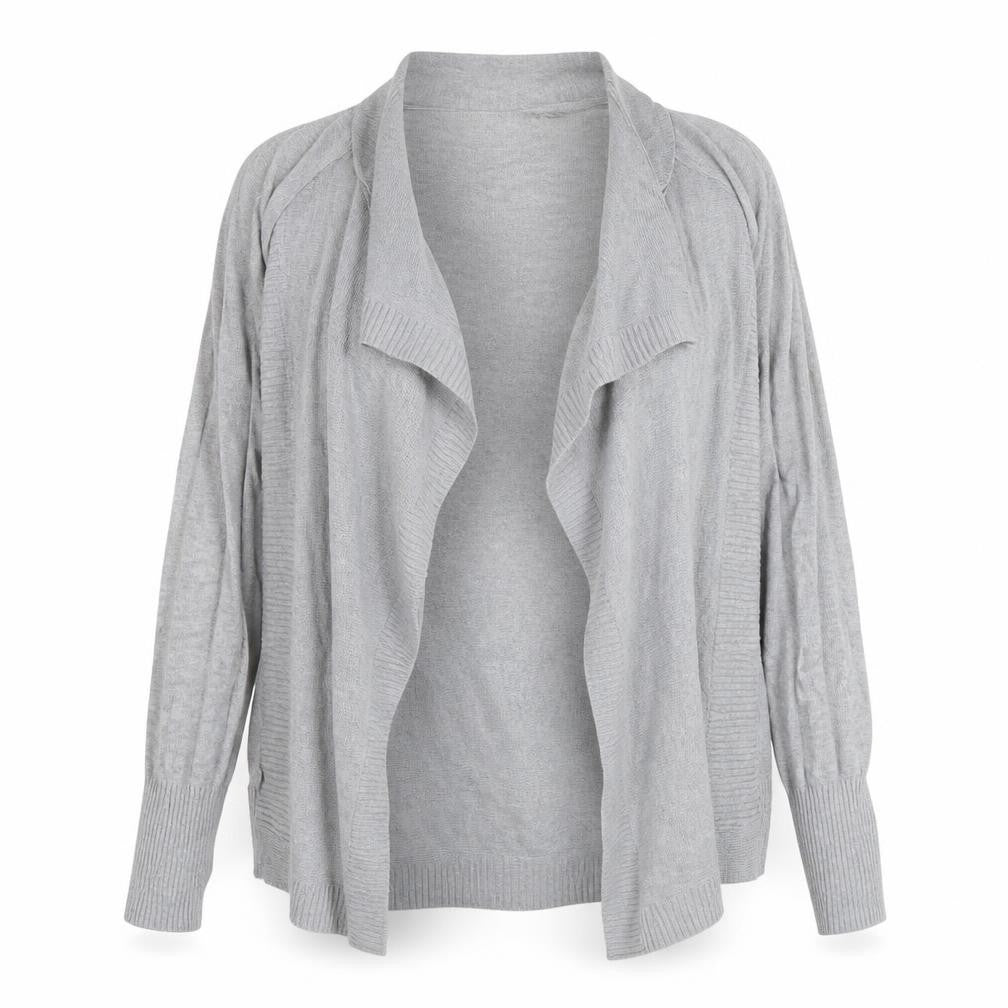 Front view of Wallis Women's Grey Cardigan, size L, Relaxed Fit, Casual