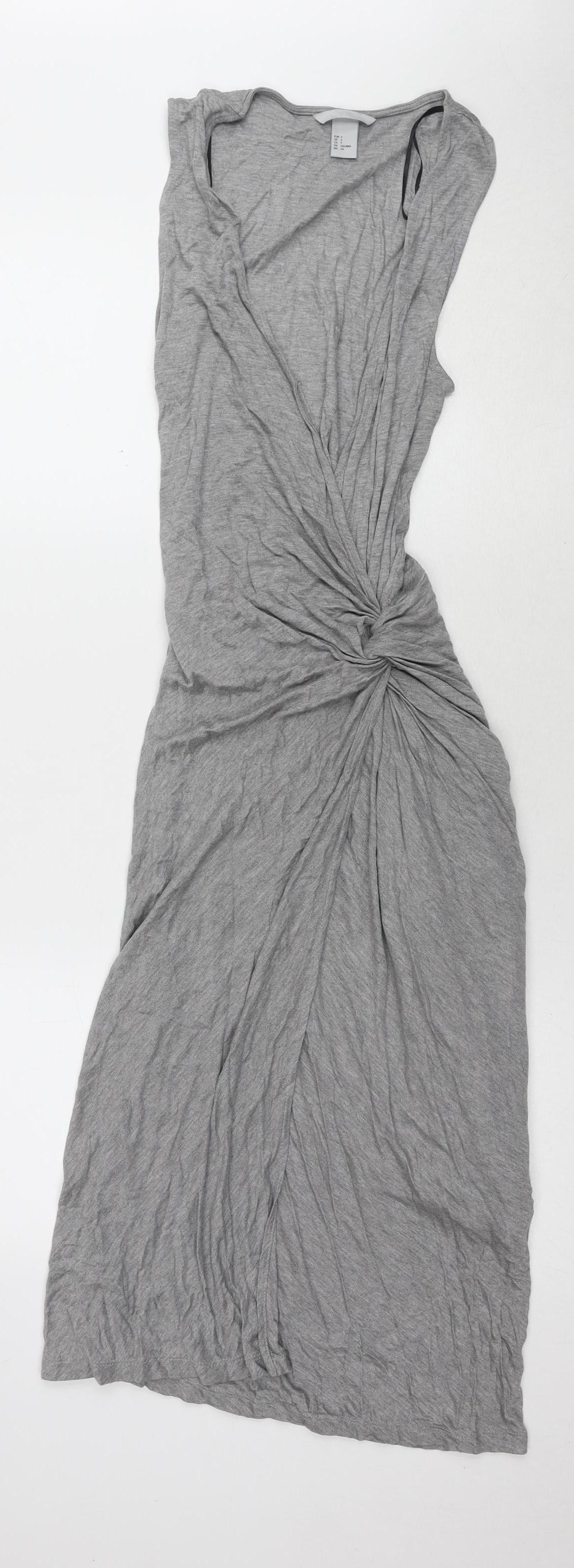 H&M Women's Grey Jersey Dress Size 8 Sleeveless