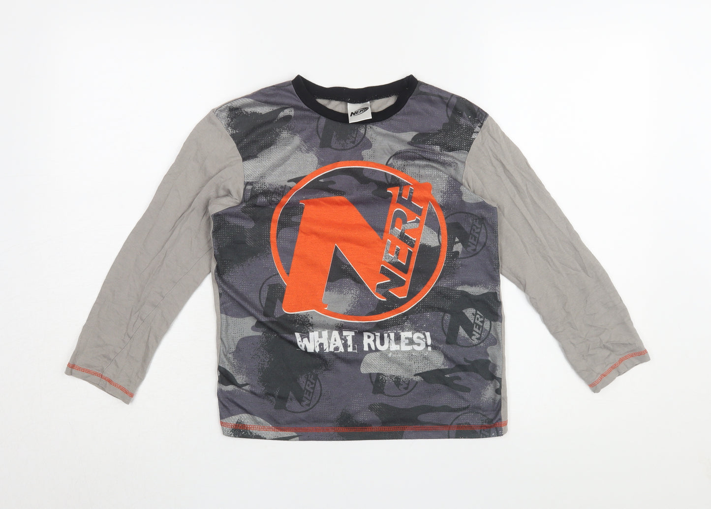 Nerf Boys Grey Camouflage Long Sleeve Jersey T-Shirt 9-10 Years