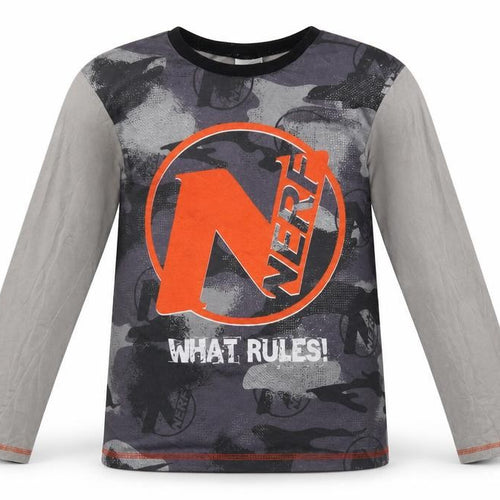 Nerf Boys Grey Camouflage Long Sleeve Jersey T-Shirt 9-10 Years
