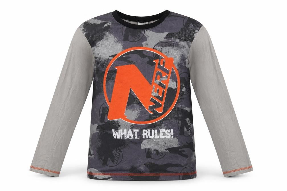 Nerf Boys Grey Camouflage Long Sleeve Jersey T-Shirt 9-10 Years